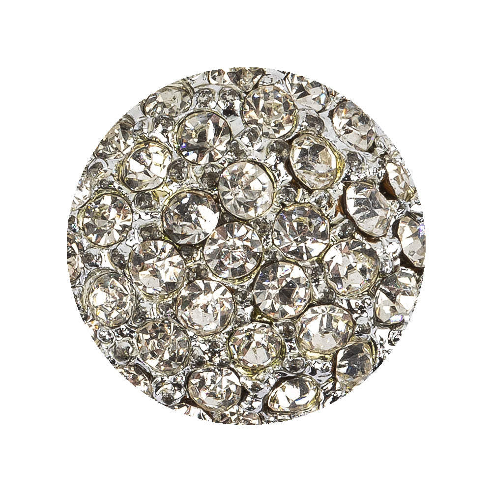 Vintage Swarovski Clustered Crystal Rhinestones and Shiny Silver Metal Circular Shank Back Button - 28L/18mm