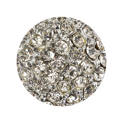 Vintage Swarovski Clustered Crystal Rhinestones and Shiny Silver Metal Circular Shank Back Button - 28L/18mm