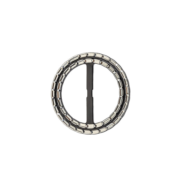 Vintage Black Round Slider with Faceted Silver Face - 1.875" x 1.875"