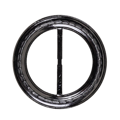 Vintage Black Classical Swirls Round Slider with Faceted Silver Band - 2.75" x 2.75" Full