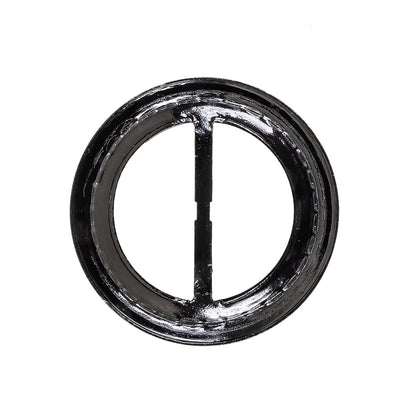 Vintage Black Classical Swirls Round Slider with Faceted Silver Band - 2.375" x 2.375" Full