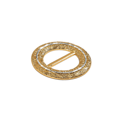 Vintage Gold Classical Swirls Round Slider with Faceted Silver Band - 2" x 2" Detail