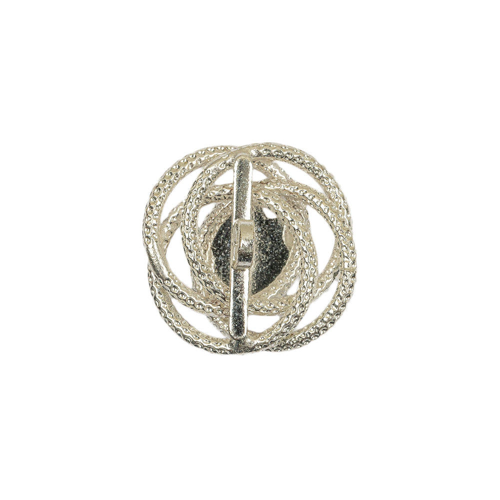 Vintage Crystal Rhinestone Floral Centered Open Framework Shank Back Button - 32L/20mm Detail