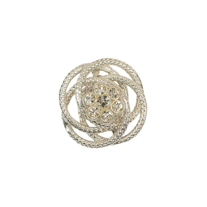Vintage Crystal Rhinestone Floral Centered Open Framework Shank Back Button - 32L/20mm