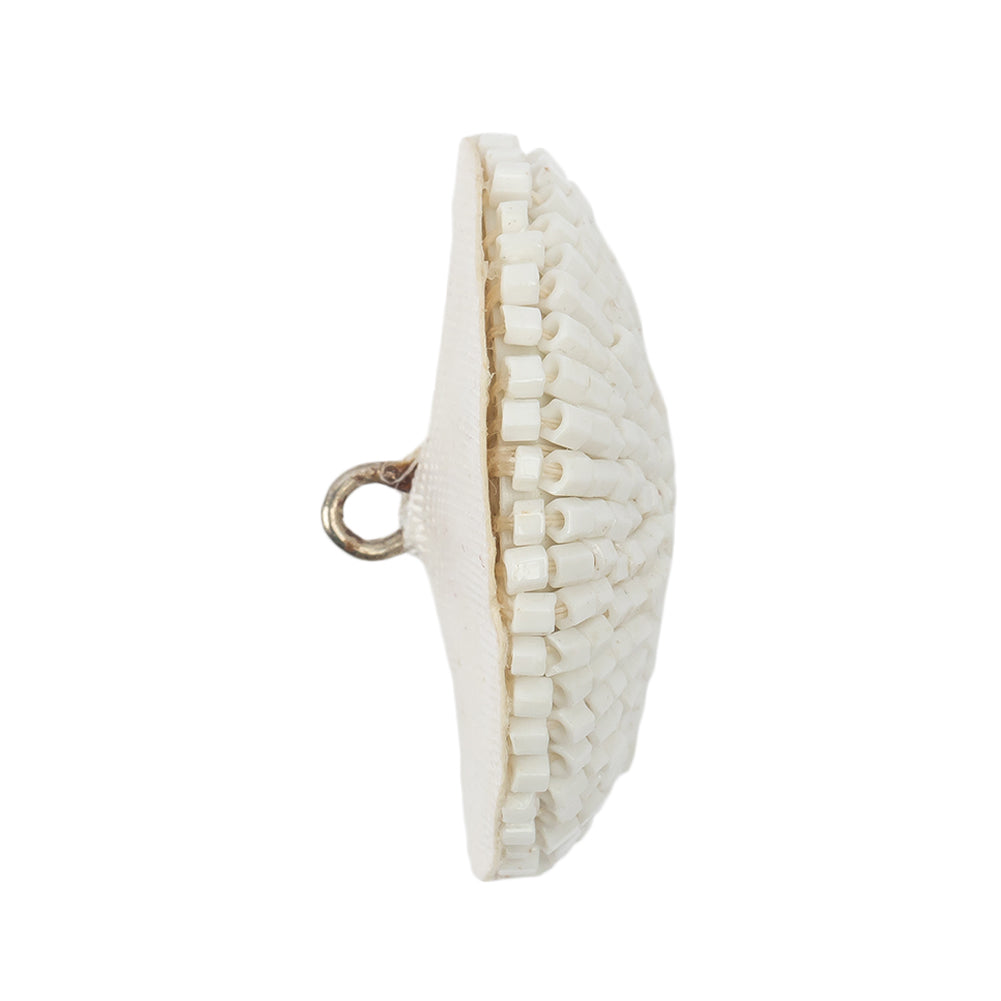 Vintage Lucent White Chop Beaded Dome Shaped Shank Back Button - 52L/33mm Folded