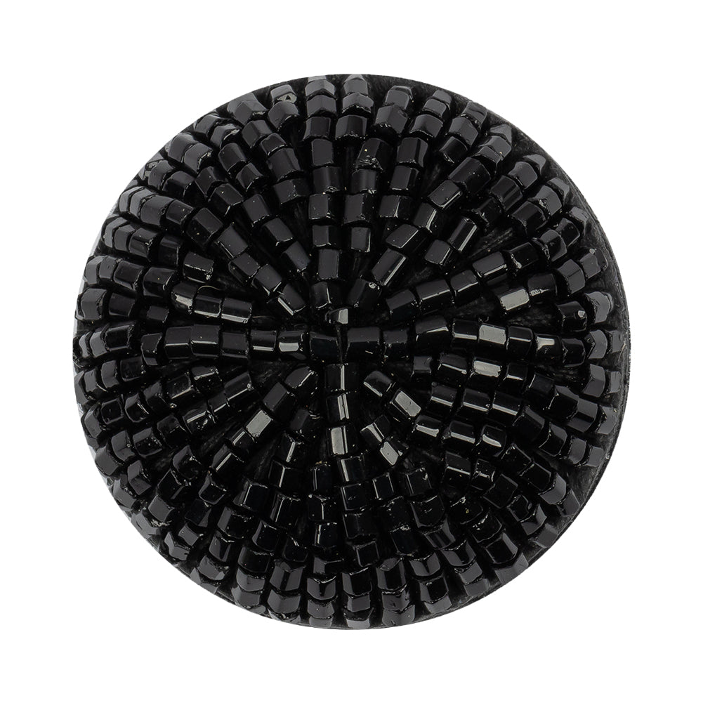 Vintage Black Chop Beaded Dome Shaped Shank Back Button - 52L/33mm