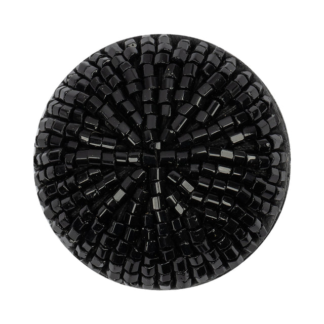 Vintage Black Chop Beaded Dome Shaped Shank Back Button - 52L/33mm