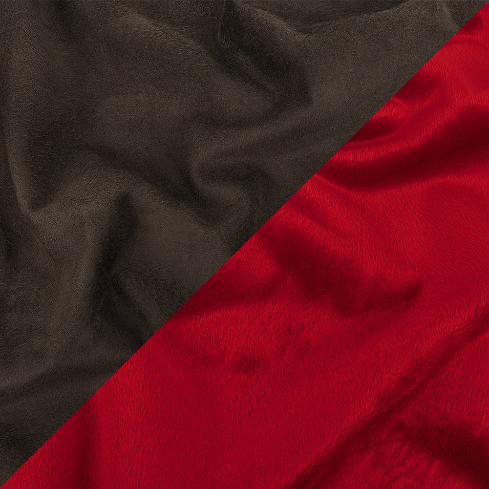 Bonded True Red Faux Fur and Chocolate Torte Faux Suede