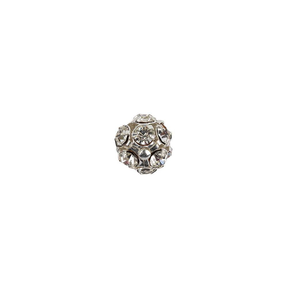 Vintage Swarovski Crystal Rhinestones and Silver Metal Shank Back Ball Button - 13L/8mm