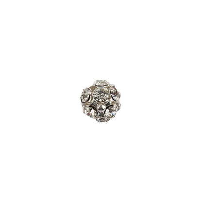 Vintage Swarovski Crystal Rhinestones and Silver Metal Shank Back Ball Button - 13L/8mm