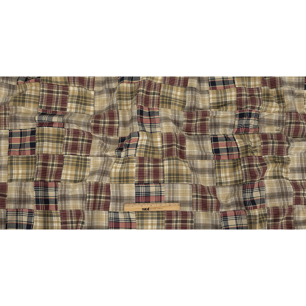 Patchwork Cotton Madras - Olive, Red and Blueberry Plaid Full