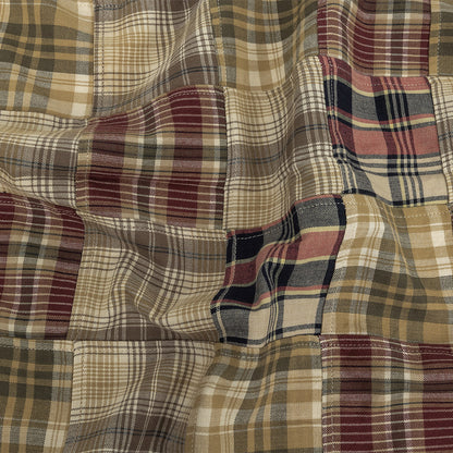 Patchwork Cotton Madras - Olive, Red and Blueberry Plaid