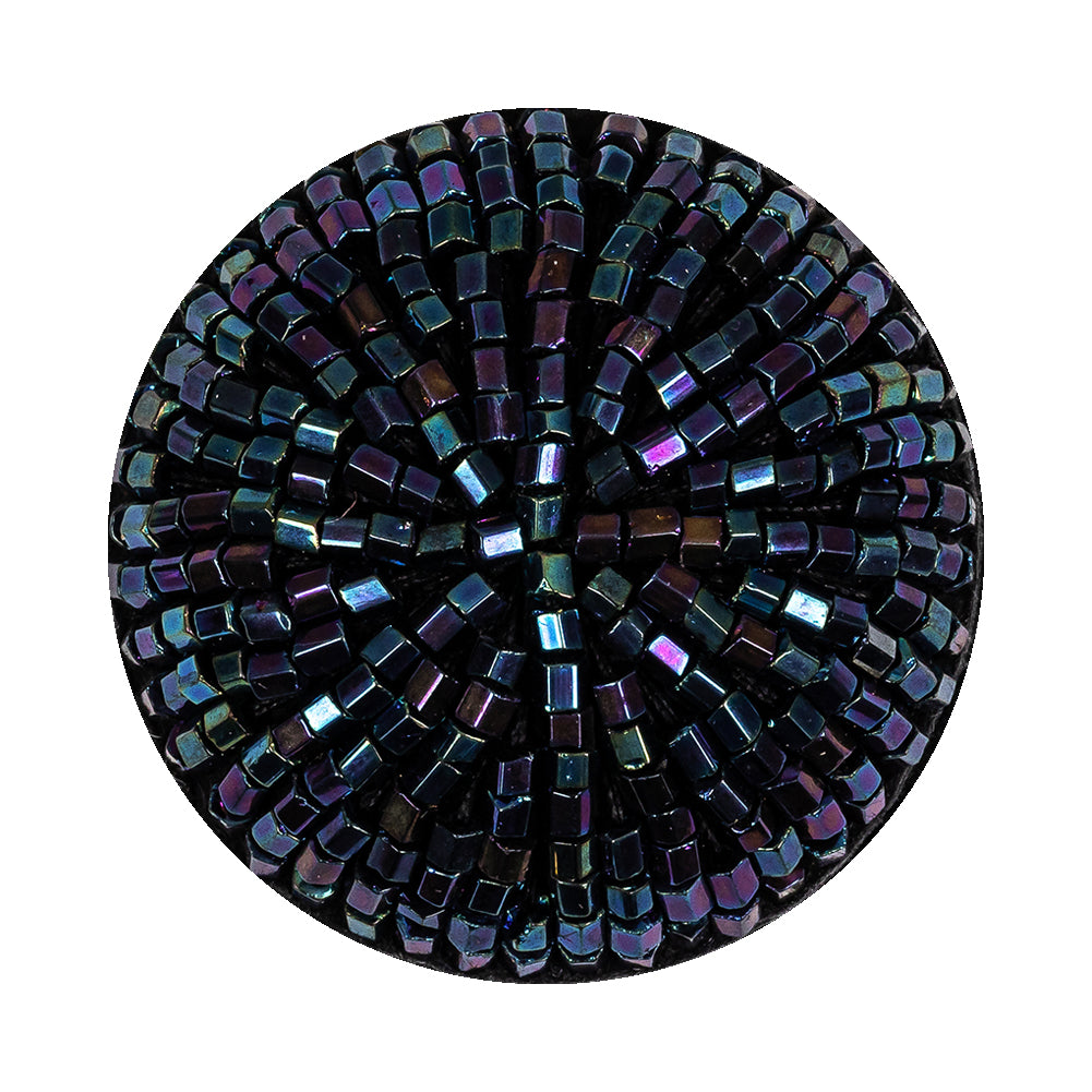 Vintage Blue Iris Beaded Dome Shaped Button - 55L/35mm