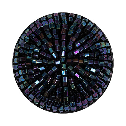 Vintage Blue Iris Beaded Dome Shaped Button - 55L/35mm