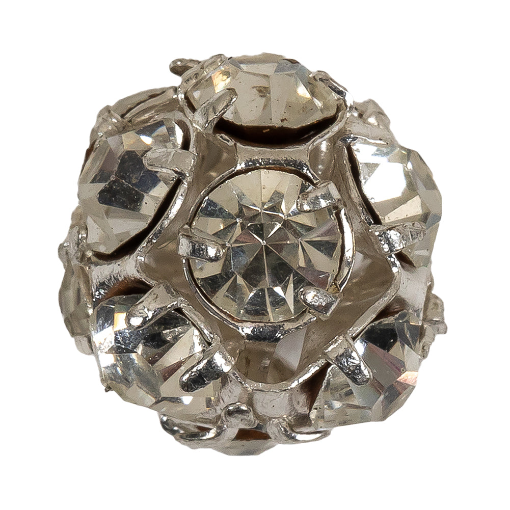 Vintage Crystal and Silver Rhinestone Ball Button - 20L/12.5mm Detail