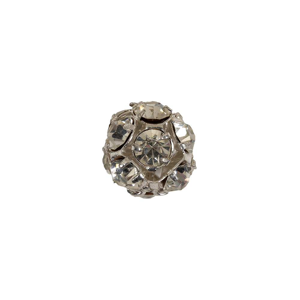 Vintage Crystal and Silver Rhinestone Ball Button - 20L/12.5mm