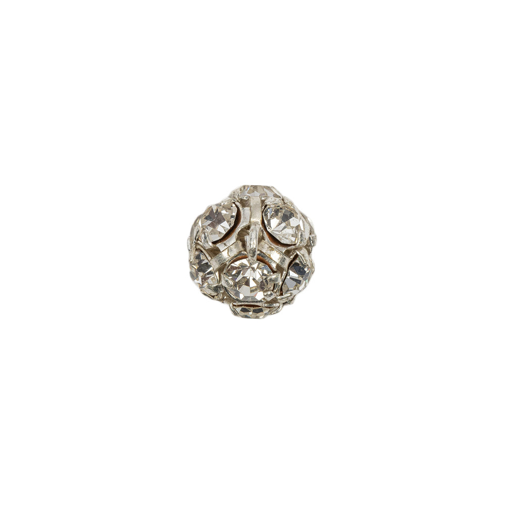 Vintage Crystal Rhinestones and Silver Metal Shank Back Ball Button - 16L/10mm Detail