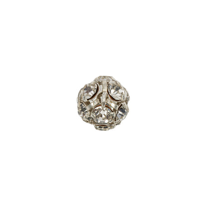 Vintage Crystal Rhinestones and Silver Metal Shank Back Ball Button - 16L/10mm Detail
