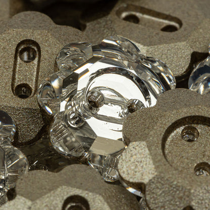 Vintage Crystal Foil Backed 12mm 2 Hole Flower Button Detail