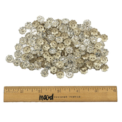 Vintage Crystal Foil Backed 12mm 2 Hole Flower Button Full