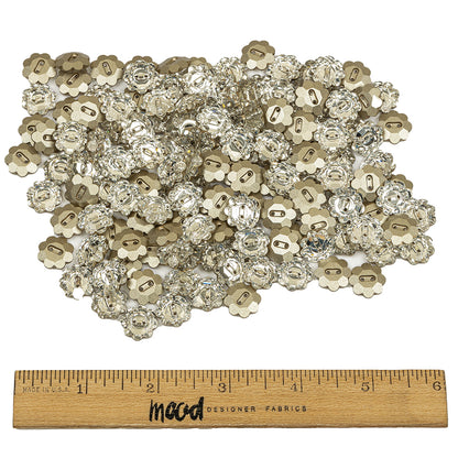 Vintage Crystal Foil Backed 14mm 2 Hole Flower Button Full