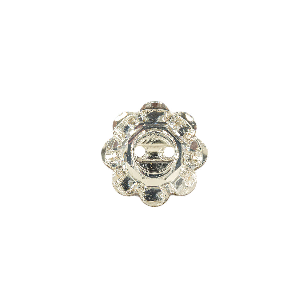 Vintage Crystal Foil Backed 14mm 2 Hole Flower Button