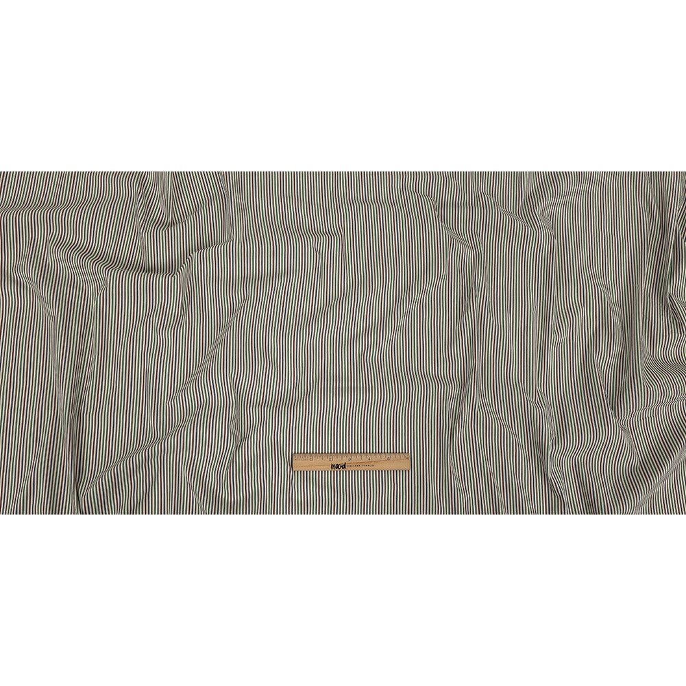 Burnt Russet, Duck Green and Crown Blue Striped Stretch Cotton Woven Full