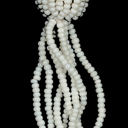 Vintage White Glass Beaded Tassel Ornament - 2.25" x 0.5625" Detail