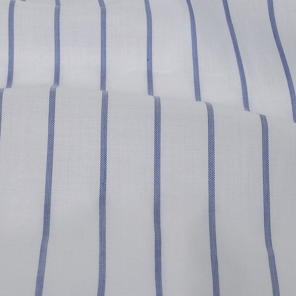 White and Delft Pencil Stripes Cotton Shirting Detail