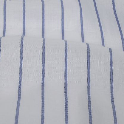 White and Delft Pencil Stripes Cotton Shirting Detail