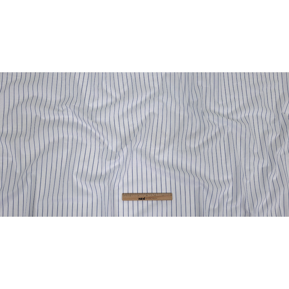 White and Delft Pencil Stripes Cotton Shirting Full