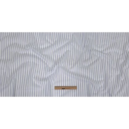 White and Delft Pencil Stripes Cotton Shirting Full