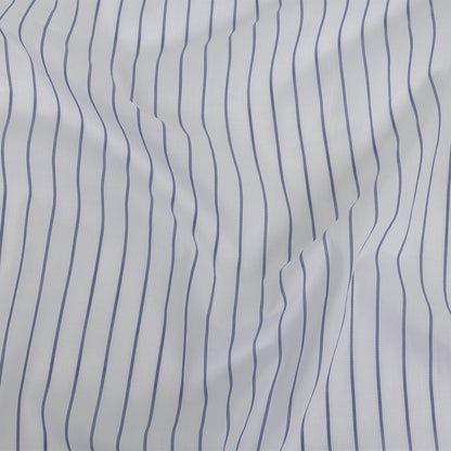 White and Delft Pencil Stripes Cotton Shirting