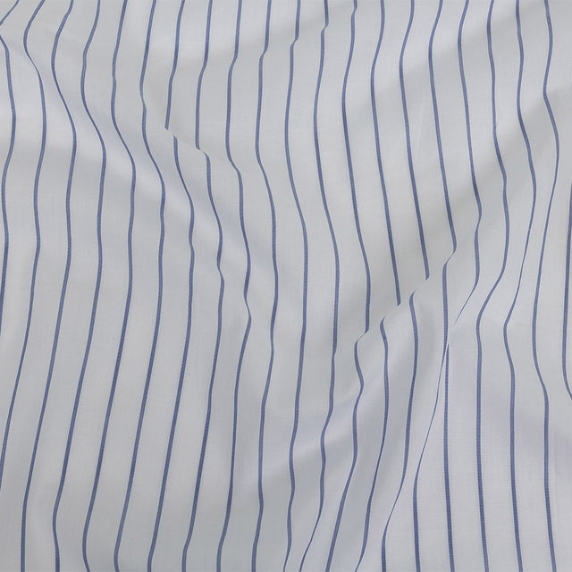 White and Delft Pencil Stripes Cotton Shirting