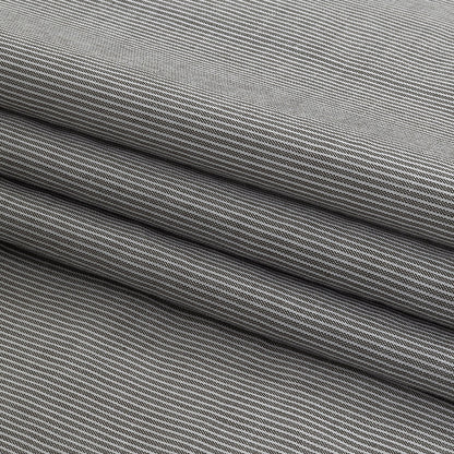 Gray and Tofu Hairline Stripe Stretch Cotton Shirting Folded