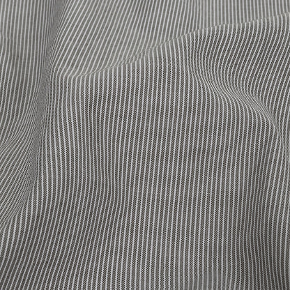 Gray and Tofu Hairline Stripe Stretch Cotton Shirting Detail