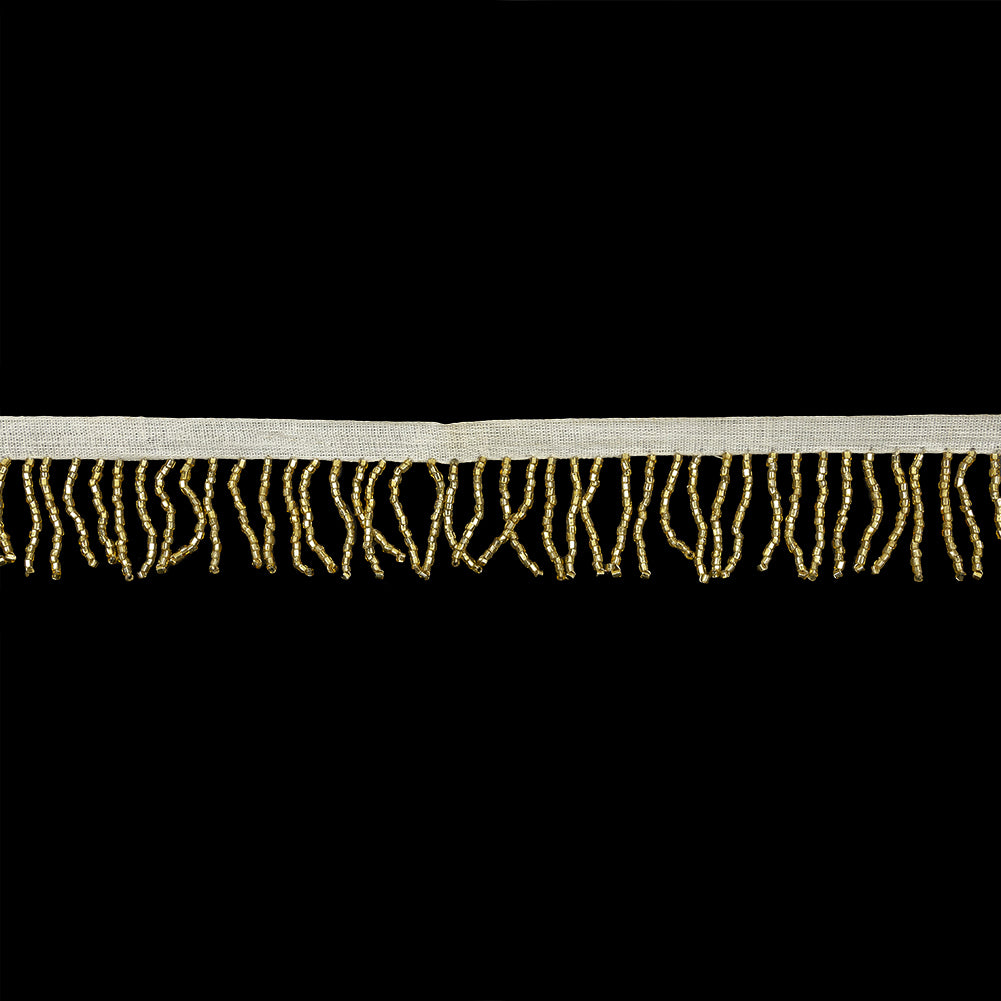 Vintage Gold and White Chop Beaded Chainette Fringe - 1"