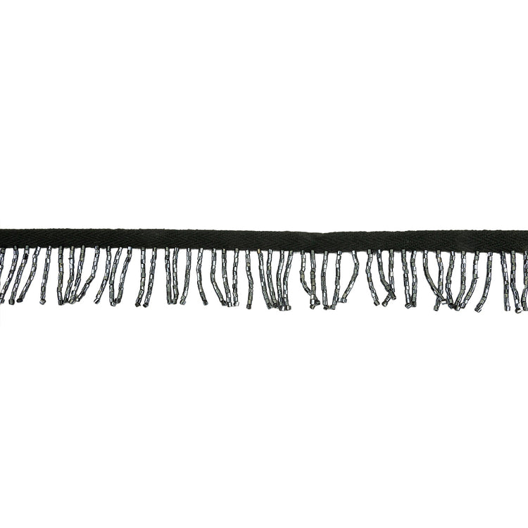 template--26688905969737__main-Vintage Gunmetal and Black Chop Beaded Chainette Fringe - 1"