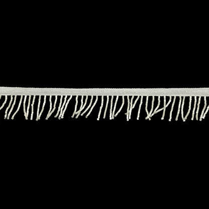 Vintage White Satin Chop Beaded Chainette Fringe - 1"