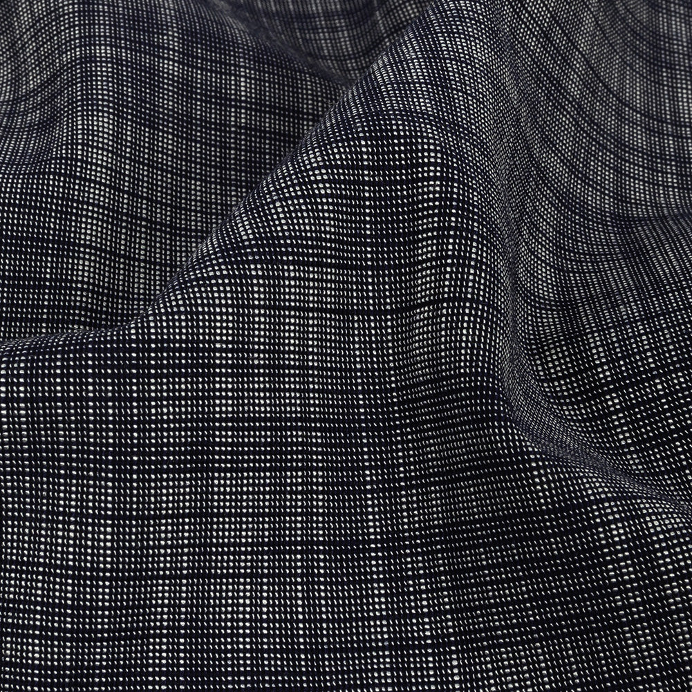 Bright Navy Striated Viscose Shirting Detail