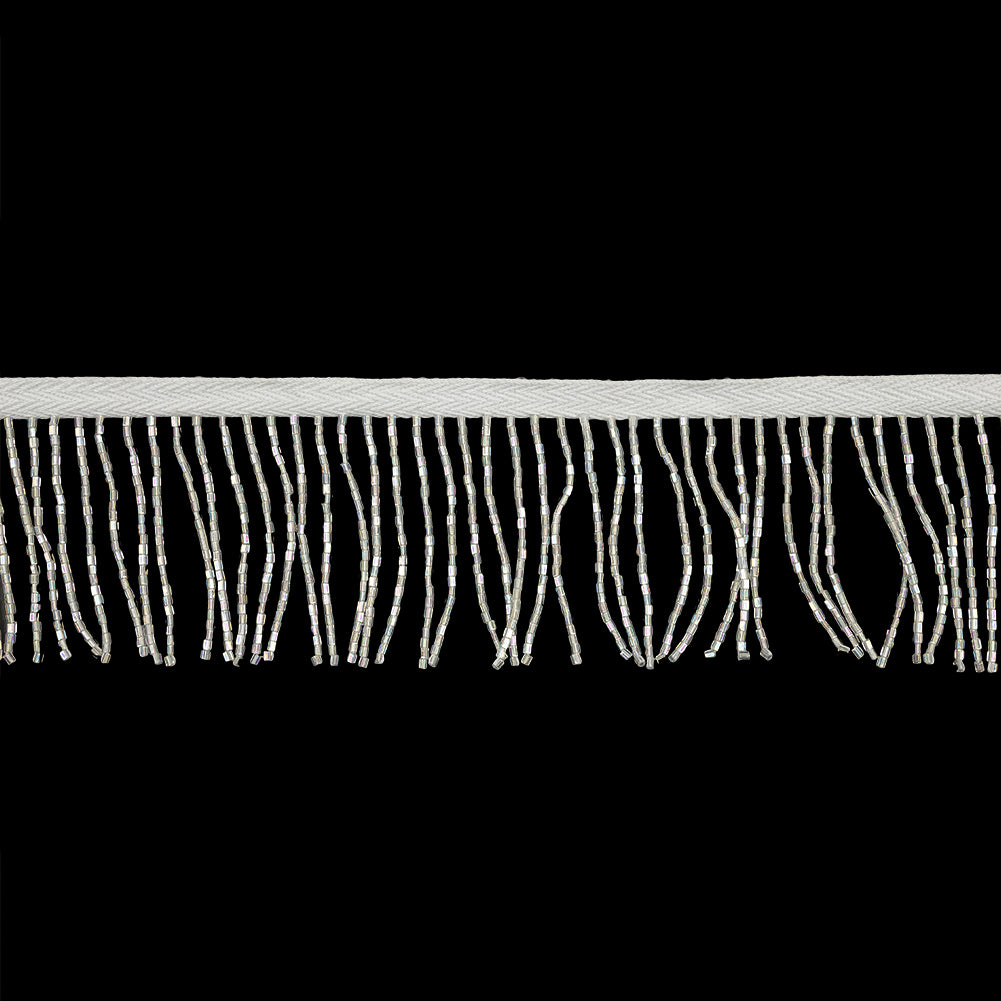 Vintage Crystal Iris and White Chop Beaded Chainette Fringe - 2"