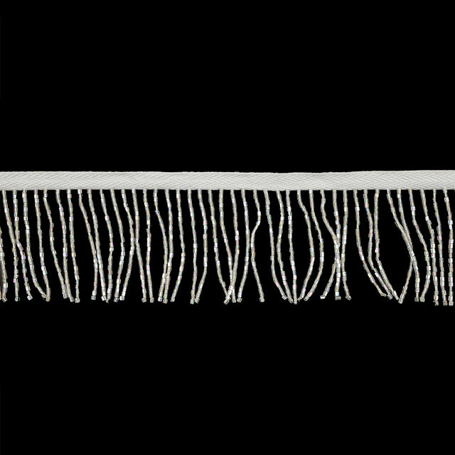 Vintage Crystal Iris and White Chop Beaded Chainette Fringe - 2"