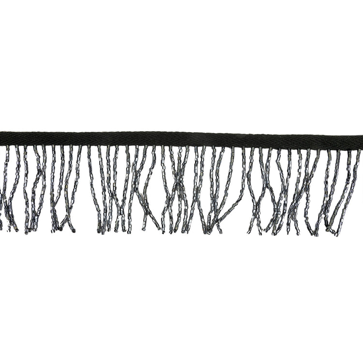 template--26688905969737__main-Vintage Gunmetal and Black Chop Beaded Chainette Fringe - 2"