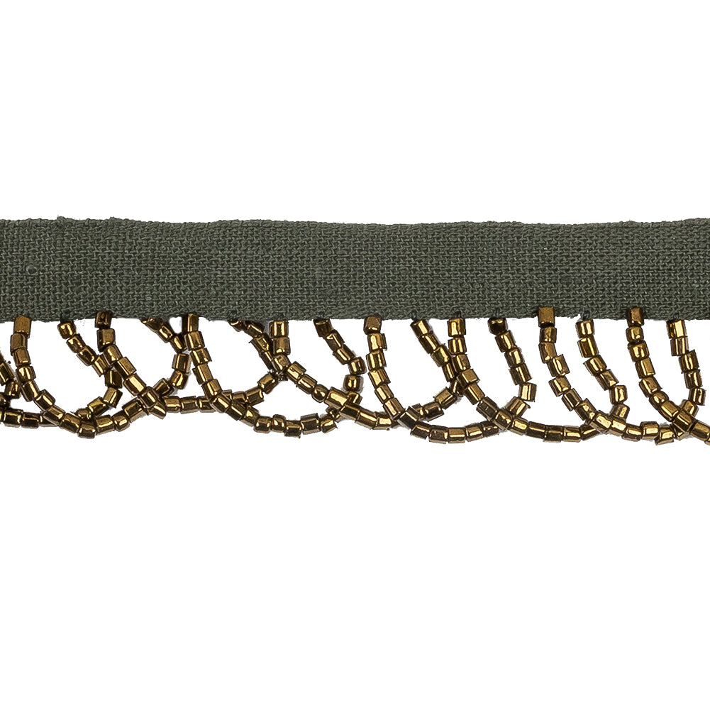 Vintage Bronze Small Looped Bugle Beaded Fringe - 0.875" Detail