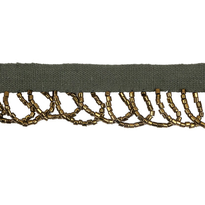 Vintage Bronze Small Looped Bugle Beaded Fringe - 0.875" Detail