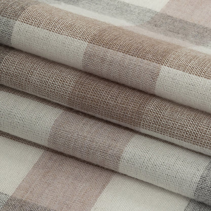 Italian Heathered Paloma, Dusty Rose and Doeskin Checkered Cotton Flannel Folded