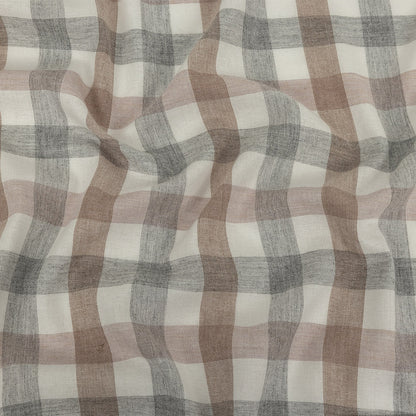 Italian Heathered Paloma, Dusty Rose and Doeskin Checkered Cotton Flannel