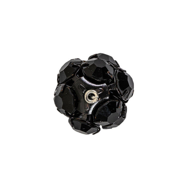 Vintage Jet Faceted Rhinestones Shank Back Button - 32L/20mm