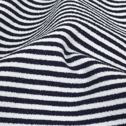 Parisian Night and White Candy Striped Stretch Cotton and Polyester Liverpool Knit Detail