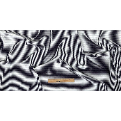 Parisian Night and White Candy Striped Stretch Cotton and Polyester Liverpool Knit Full